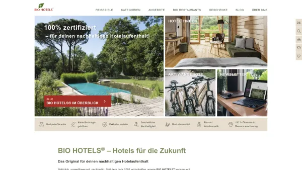 Website Screenshot: BIO-Hotels - Zertifizierte Hotels buchen | BIO HOTELS® - Date: 2023-06-15 16:02:34