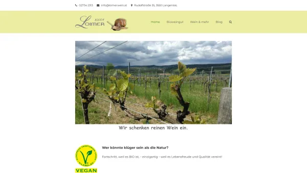 Website Screenshot: Bio-Musterweingut Josef Loimer Langenlois - Loimerwein – Wir schenken reinen Wein ein! - Date: 2023-06-22 15:00:11