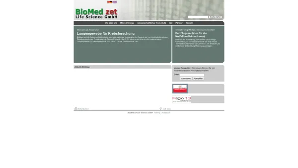 Website Screenshot: BioMed Zentrum für biomedizinische und medizintechnische Forschung - BioMed-zet Life Science GmbH - Date: 2023-06-22 15:00:11