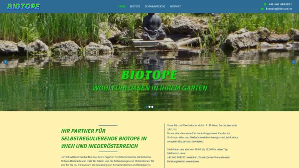 Website Screenshot: Biotope - Ihr Biotop vom Profi in Wien und Niederösterreich | Biotope, Rudolf Lier KG - Date: 2023-06-22 15:00:11