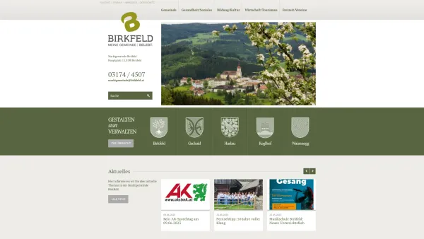 Website Screenshot: Marktgemeinde Birkfeld Betriebs Birkfeld.at - Home - Marktgemeinde Birkfeld - Date: 2023-06-14 10:39:07