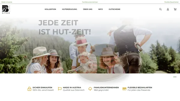 Website Screenshot: Bittner Hüte - Bittner Hüte - Hutmanufaktur aus Bad Ischl Österreich - Date: 2023-06-15 16:02:34