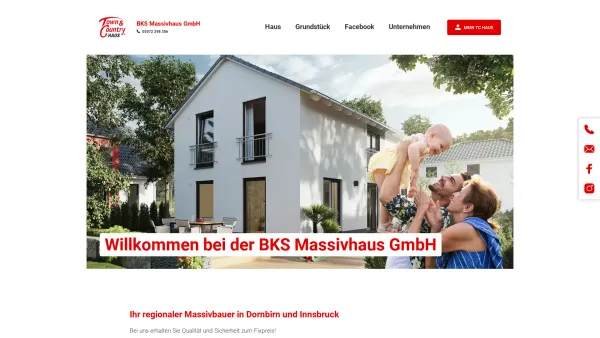 Website Screenshot: BKS Massivhaus GmbH, Town & Country Haus Lizenz-Partner für Vorarlberg - BKS Massivhaus GmbH: BKS Massivhaus GmbH - Date: 2023-06-14 10:37:35