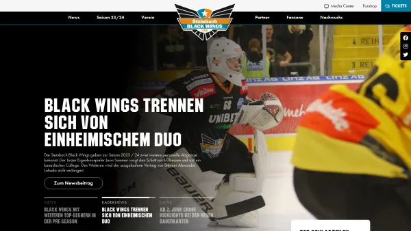 Website Screenshot: EHC Black Sportunion LIWEST Black Wings Linz - Steinbach Black Wings Linz - Date: 2023-06-14 10:47:10