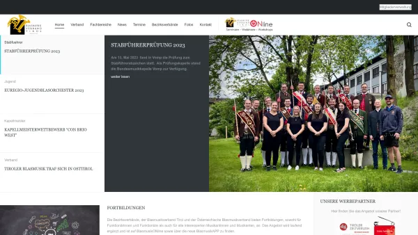 Website Screenshot: Landesverband d Tiroler Blasmusikverband Tirol - Blasmusikverband Tirol - Verband der Tiroler Blasmusikkapellen - Date: 2023-06-14 10:47:10
