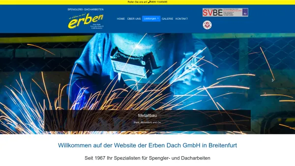 Website Screenshot: Sachverständigenbüro Erben GmbH. - Erben GmbH - Spenglerei & Dacharbeiten - wir schützen von oben! - Date: 2023-06-15 16:02:34