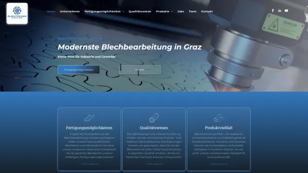 Website Screenshot: Blechtechnik Koller Präzision für Industrie Gewerbe - BLECHBEARBEITUNG | Blechtechnik Koller GmbH in Graz - Date: 2023-06-22 12:13:15