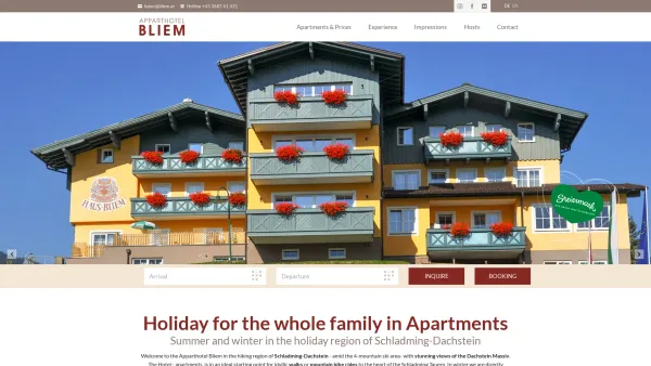 Website Screenshot: Apparthotel Bliem - Apartments - Apparthotel Bliem - Date: 2023-06-22 12:13:15