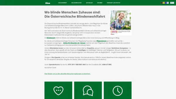 Website Screenshot: Österreichische Blindenwohlfahrt u. ihrem Wohnhef. Blinde Sehbehinderte Wien - ÖBW Österreichische Blindenwohlfahrt - Date: 2023-06-22 12:13:15