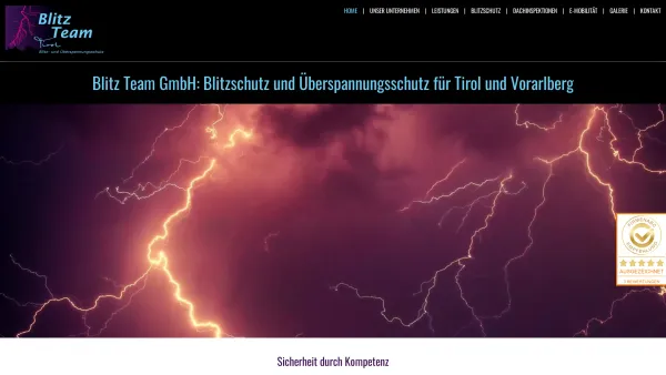Website Screenshot: Blitz Team GmbH Blitzschutz - Blitz Team | Blitzschutz & Überspannungsschutz | Tirol & Vorarlberg - Date: 2023-06-15 16:02:34