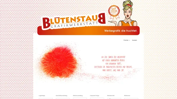 Website Screenshot: Blütenstaub Grafikwerkstatt - Werbegrafik, die fruchtet. » BLÜTENSTAUB Grafikwerkstatt - Date: 2023-06-15 16:02:34
