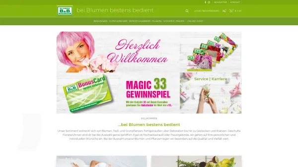 Website Screenshot: Blumen B&B - Willkommen bei Blumen B&B - Blumen Pflanzen Blumenstrauß Onlineshop - Date: 2023-06-22 15:11:08