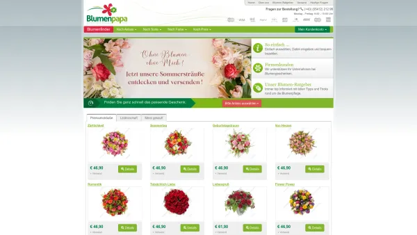 Website Screenshot: Blumenpapa - Blumenversand › Blumen online verschicken bei Blumenpapa - Date: 2023-06-22 12:13:15