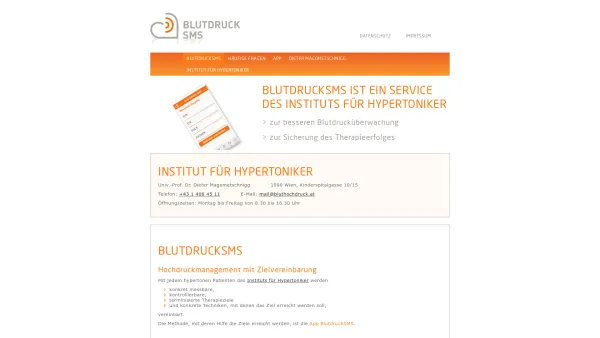 Website Screenshot: Institut für Hypertoniker - Institut für Hypertoniker, 1090 Wien - Bluthochdruck behandeln - Date: 2023-06-15 16:02:34