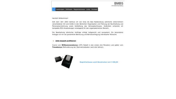 Website Screenshot: Mag. Boris Schweiger - BMBS Büro Mag. Boris Schweiger: Buchhaltung, Lohnverrechnung, Jahresabschluss und Steuererklärungen in Graz - Date: 2023-06-15 16:02:34