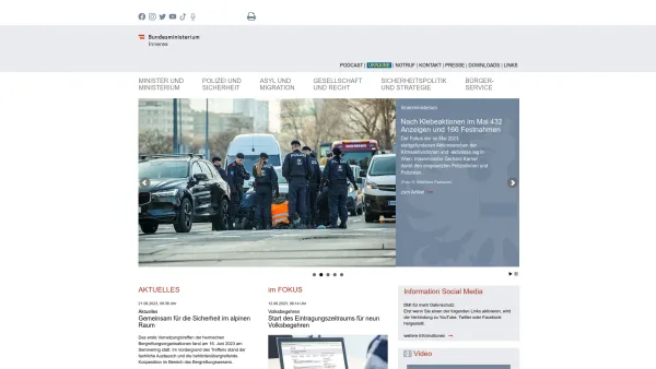 Website Screenshot: Bundesministerium für Inneres - Bundesministerium für Inneres - Date: 2023-06-22 12:13:15