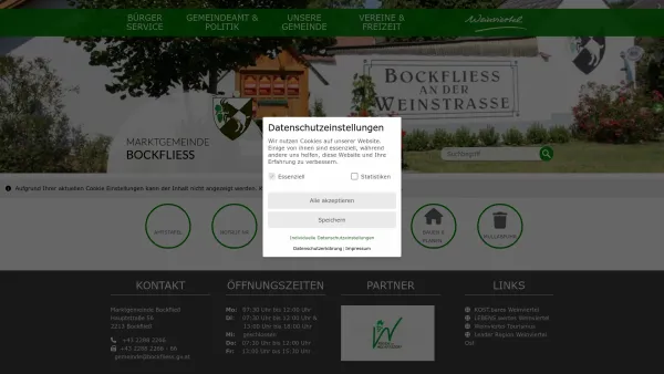 Website Screenshot: Gemeindeamt Marktgemeinde Bockfliess Weinviertel - Bockfließ - GEM2GO WEB - Zentrum - Date: 2023-06-22 12:13:15