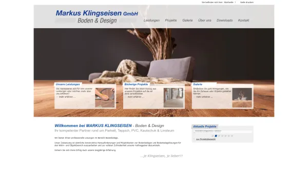 Website Screenshot: Klingeisen Markus Klingseisen BODEN UND DESIGN - MARKUS KLINGSEISEN GmbH ::: Boden & Design in Götzens, Tirol - Date: 2023-06-22 12:13:15