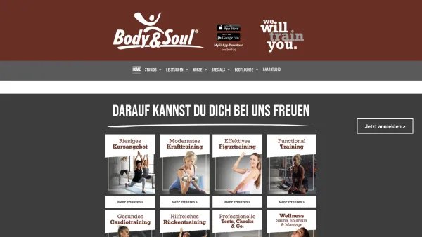 Website Screenshot: Fitnesscenter Betriebs Body Soul Fitness Wellness Lifestyle - start - Date: 2023-06-14 10:39:07