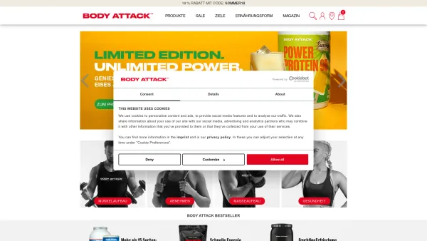 Website Screenshot: Body Attack Austria - BODY ATTACK - Fitness Shop für Sportnahrung - Date: 2023-06-23 11:57:50