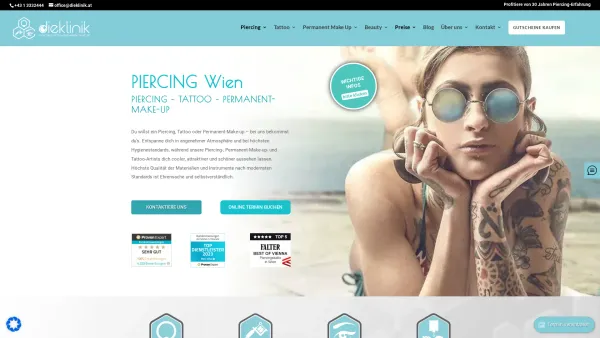 Website Screenshot: ART FACTORY the piercing company - Piercing Studio Wien | seit 27 Jahren | DIE KLINIK - Date: 2023-06-22 15:00:12