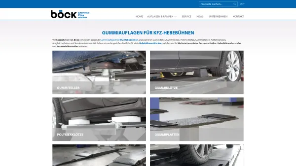 Website Screenshot: Böck GMBH Gummiteller u. Gummiplatten für Hebebühnen - Gummiauflagen für KFZ-Hebebühnen - Böck GmbH - Date: 2023-06-22 15:00:12