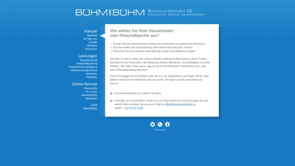 Website Screenshot: Böhm & Böhm WirtschaftsprüfungsKG - Böhm & Böhm WirtschaftsprüfungsKG Graz | Steuerberater | Wirtschaftsprüfer | Buchhaltung | Arbeitnehmerveranlagung - Date: 2023-06-22 15:00:12
