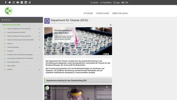 Website Screenshot: Institute of Chemistry - Department für Chemie (DCH)::BOKU - Date: 2023-06-22 15:00:12