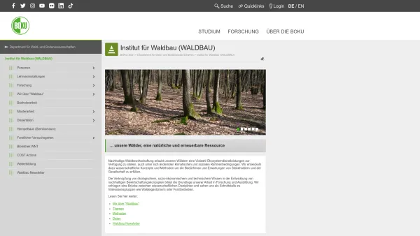 Website Screenshot: H913 Institut für Waldbau - Institut für Waldbau (WALDBAU)::Department für Wald- und Bodenwissenschaften::BOKU - Date: 2023-06-22 15:00:12