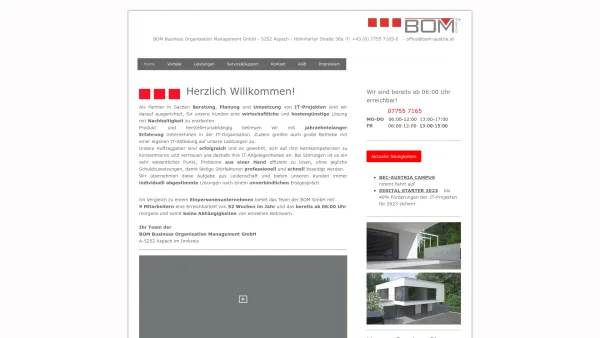 Website Screenshot: BOM Austria Büroloesungen Netzwerkplanung Netzwerkadministration Softwareentwicklung - BOM Business Organisation Management GmbH - Aspach - bom-austria Webseite! - Date: 2023-06-22 15:00:12