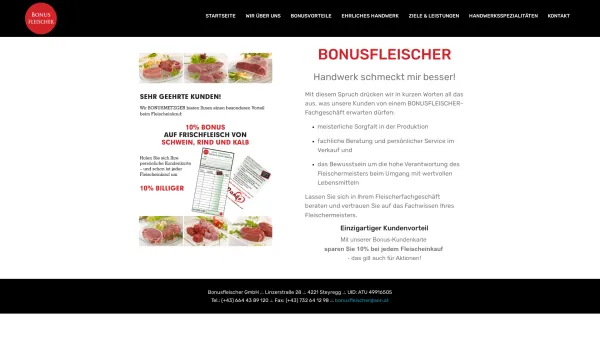 Website Screenshot: Englmaier Josef Fleischerei e.U. - BONUSFLEISCHER - Date: 2023-06-22 12:13:16