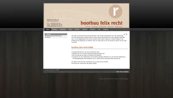 Website Screenshot: Bootbau Felix Recht - Start - felix recht, bootbau - Date: 2023-06-22 12:13:16