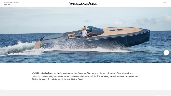 Website Screenshot: Bootswerft Frauscher Ges.m.b.H & Co.KG - Frauscher Bootswerft - innovativ & familiengeführt - engineers of emotions - Date: 2023-06-15 16:02:34