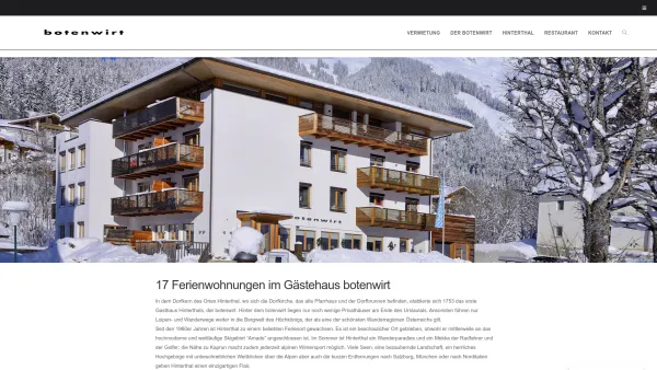 Website Screenshot: botenwirt hinterthal - Botenwirt Hinterthal – Ferienwohnungen im Gästehaus Botenwirt in Hinterthal / Osterreich - Date: 2023-06-22 12:13:16