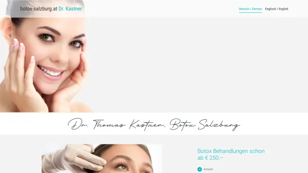 Website Screenshot: Botox Salzburg Dr. Kastner - Botox Salzburg - Dr. Thomas Kastner | eine faltenfreie Zukunft - Date: 2023-06-26 10:26:11
