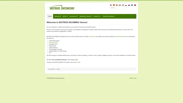 Website Screenshot: Botros Incoming Reisebüro GmbH - Botros Incoming Vienna: Your travel agent for group travel to Vienna, Austria and Central Europe - Date: 2023-06-22 12:13:16