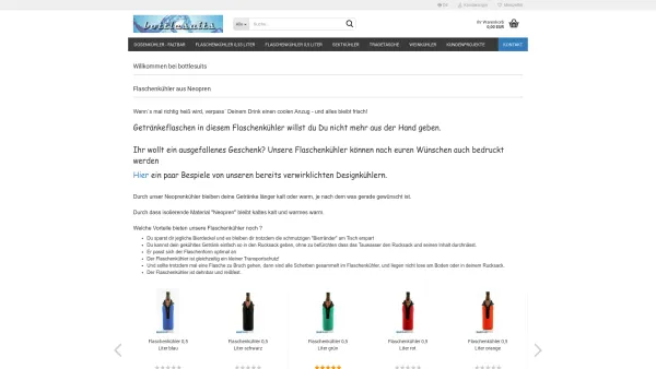 Website Screenshot: bottlesuits - Flaschenkühler aus Neopren - Flaschenkühler aus Neopren - Date: 2023-06-22 12:13:16