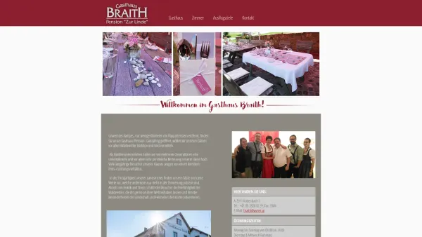 Website Screenshot: Gasthaus-Pension Zur Gasthaus Braith Pension Zur Linde - Gasthaus Braith - Pension Zur Linde - Date: 2023-06-22 15:11:08