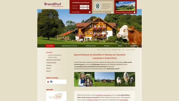 Website Screenshot: RAMSAU AM DACHSTEIN Brandlhof Urlaub am Bio-Bauernhof DachsteTauern Region - Bauernhofurlaub in Österreich, Bauernhof Brandlhof Ramsau - Date: 2023-06-22 15:10:44