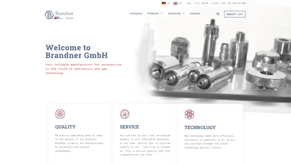 Website Screenshot: Brandner-GmbH - Brandner GmbH - Precision turned parts & milled parts for industry - Date: 2023-06-22 15:10:44