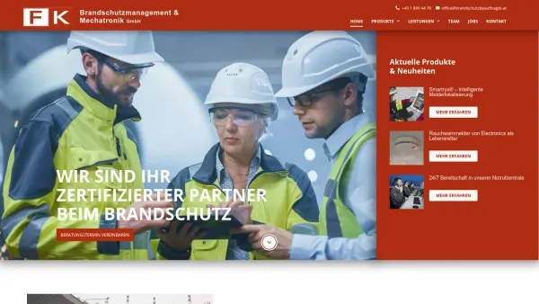 Website Screenshot: FK Brandschutzmanagement & Mechatronik GmbH - Home - Brandschutzmanagement & Mechatronik GmbH - Date: 2023-06-22 15:10:44
