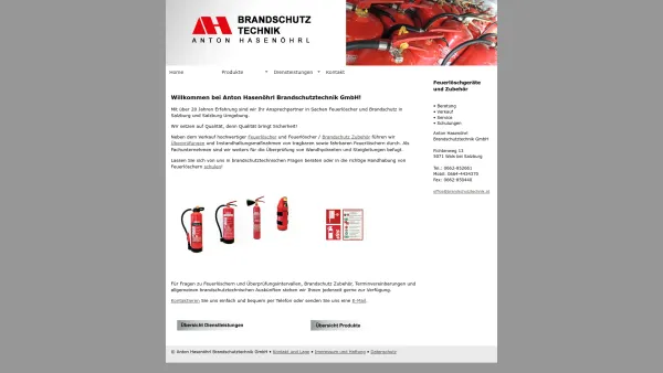 Website Screenshot: Brandschutztechnik Anton Brandchutztechnik - Anton Hasenöhrl Brandschutztechnik GmbH Feuerlöscher und Zubehör in Salzburg - Date: 2023-06-15 16:02:34