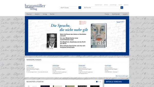 Website Screenshot: Wilhelm Braumüller Universitäts Verlagsbuchhandlung Ges.m.b.H. - Braumüller Verlag - Home - Date: 2023-06-22 15:10:44