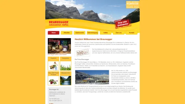 Website Screenshot: Braunegger KG - Braunegger - Lebensmittel und Kaffee in Kaltenbach im Zillertal - Date: 2023-06-14 10:39:10
