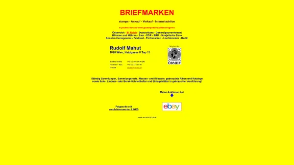 Website Screenshot: Rudolf Mahut Briefmarken - Briefmarken, Briefmarkenankauf, Ankauf, stamps, Philatelie, Briefmarkenauktion, Internetauktion - Date: 2023-06-22 12:13:16
