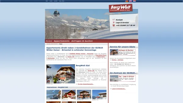Website Screenshot: BergWelt Süd - Appartements Brixen im Thale: Home - Date: 2023-06-14 10:47:13
