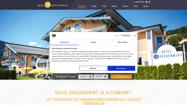 Website Screenshot: Altenmarkt Zauchensee Gasthof Brückenwirt Urlaub der SalzburgerSportwelt Amade Österreich - Urlaub | ***Hotel Brückenwirt Altenmarkt Zauchensee - Date: 2023-06-22 15:00:12