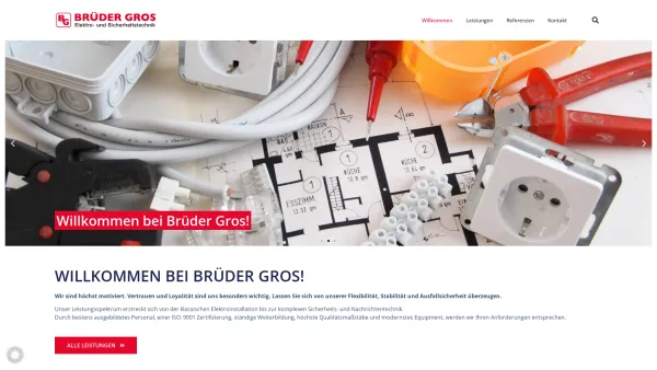 Website Screenshot: Brüder Gros Elektroanlagebau Telefonanlagen Brandmeldeanlagen - Brüder Gros – Elektro- und Sicherheitstechnik - Date: 2023-06-22 15:00:12