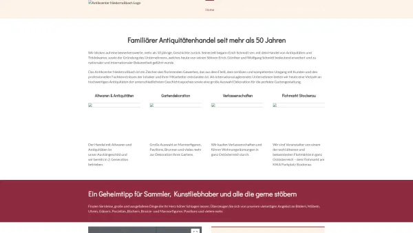 Website Screenshot: Brüder SCHMIDT OEG - Antikcenter Niederrußbach – Antiquitäten, Gartengestaltung, Flohmarkt - Date: 2023-06-22 15:00:12