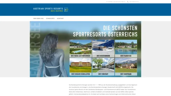 Website Screenshot: Bundessport- und Freizeitzentren AUSTRIA - BSFZ Austria – Zentrale der Austrian Sports Resorts - Date: 2023-06-22 12:13:16